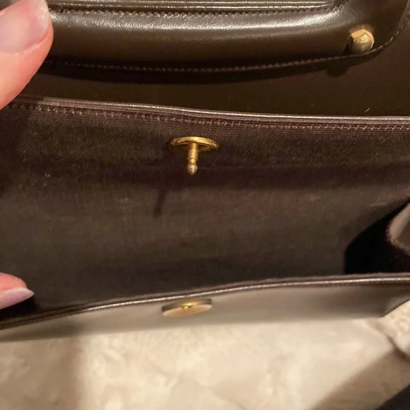 Structured Dark Brown Leather Top-Handle Women's Bag - Picture 5 of 11